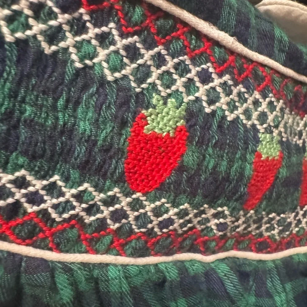 Freitag Green Plaid Dress with Strawberries